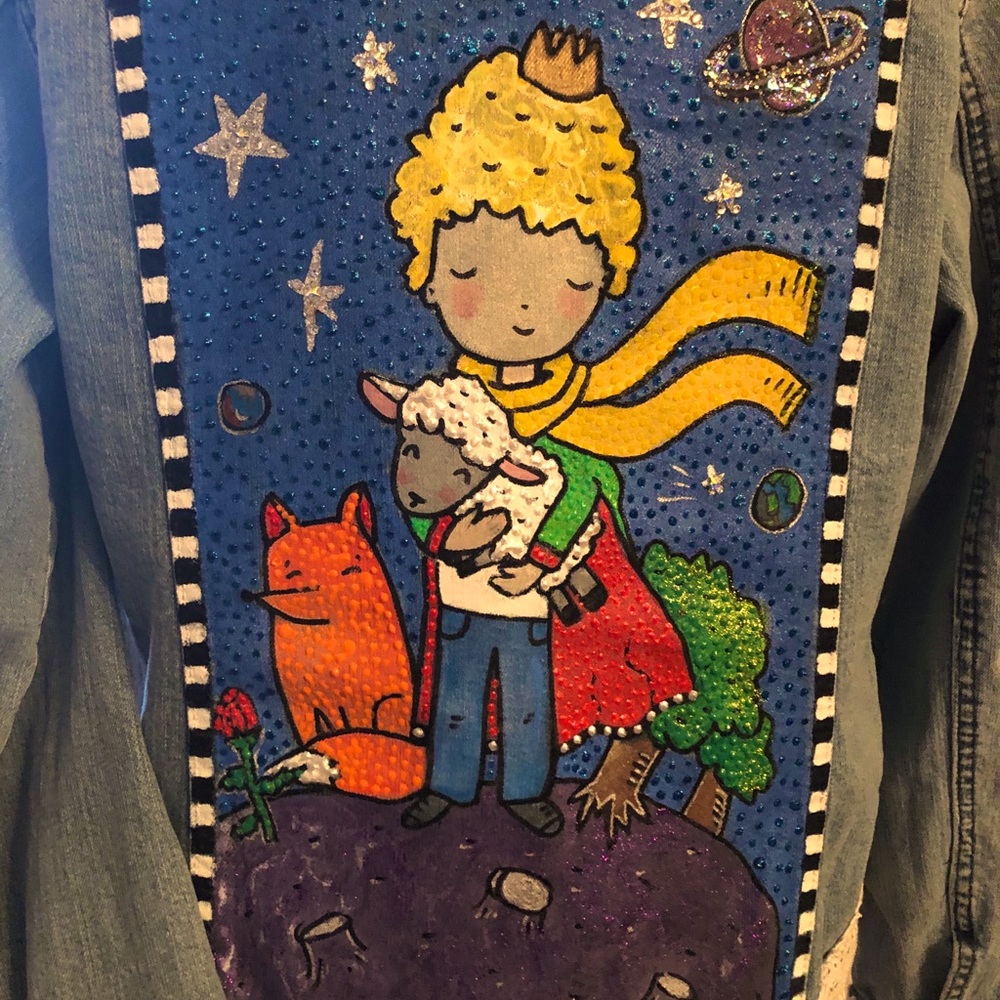 Hand painted denim jacket The Petite Prince